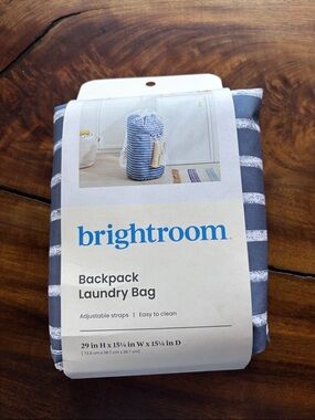 brightroom Striped Backpack Laundry Bag - Gray & White (Target)